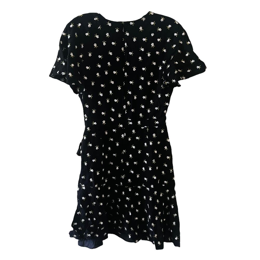 Jill Stuart Embroidered Floral Tie Side Dress Size 4 Black White - Picture 4 of 9